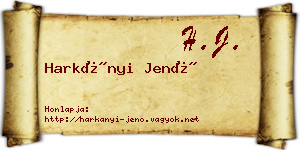 Harkányi Jenő névjegykártya
